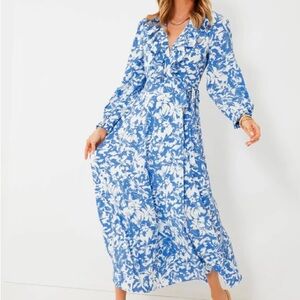 Hyacinth House Floral Blue and White Midi Dress